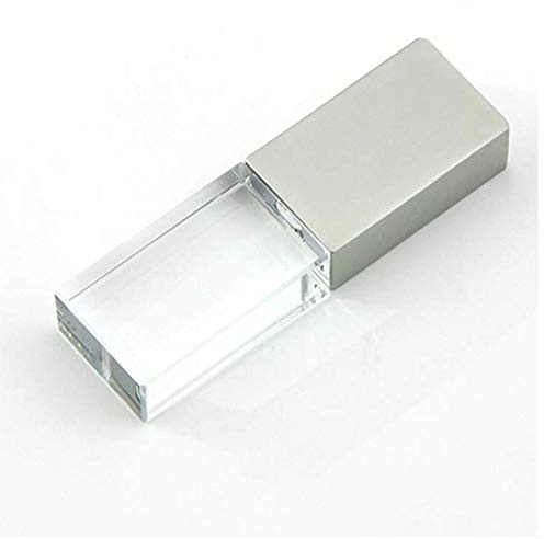 64GB USB 2.0 Flash Drive Crystal Blue LED Light Transparent Glass Clear Pen Thumb Drive Cute Mini Memory Stick Pendrive Boy Girls Kids Adults Unique Cool Fun Novelty Sweet Wedding Photography Gift