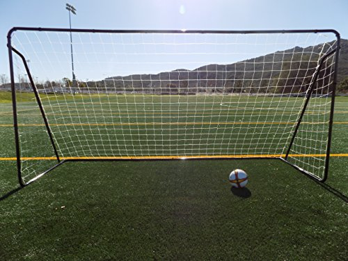 Vallerta® 12 x 6 Ft. Black Powder Coated Galvanized Steel Soccer Goal w/Net. 12x6 Foot AYSO Regulation Size Portable Training Aid. Ultimate Backyard Goal, All Weather, One Year Warranty. New