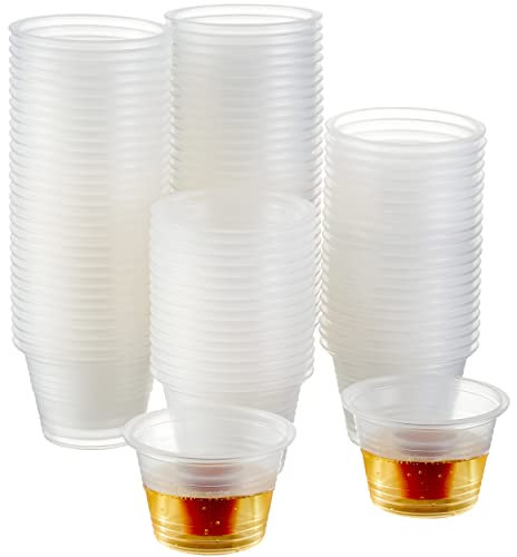MATANA 100 Clear Plastic Bomb Shot Cups, 100ml - Shot Glasses for Layered Shots, Creative Cocktails & More - Weddings, Birthdays, Halloween, Festivals - Sturdy & Reusable