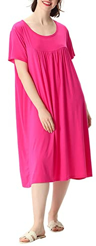 amropi Mujer Camisón Vestidos Ropa de salón Suave Hogar Camiseta Cucharón Cuello Suelta Ropa de Dormir