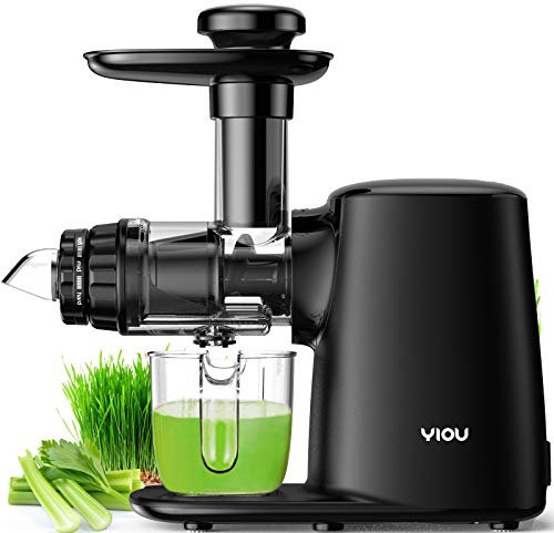 YIOU Exprimidor de máquinas de exprimidor, prensa en frío, exprimidor lento, fácil de limpiar con 3 modos de exprimidor de verduras y frutas, sin BPA, material Tritan de alta dureza, exprimidor lento