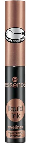 essence cosmetics liquid ink eyeliner waterproof brown,Eye Liner,Pinselapplikator,wasserfest,Nr. 02 Ash brown,braun,definierend,langanhaltend,farbintensiv,wasserfest,vegan,ohne Parfüm (3ml)