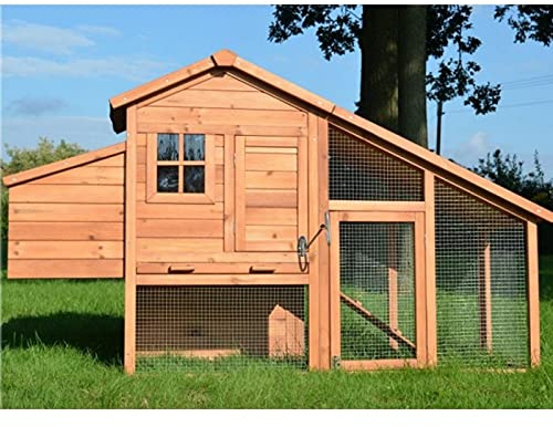 Pollaio in legno per giardino esterno 2/5 galline gabbia anatra 2 posatoi modello Comfort 190x62x114 cm