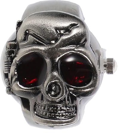 UKCOCO Reloj con Anillo De Cabeza De Fantasma Relojes Digitales para Mujer Anillo De Tapa Abierta De La Joyería De Joyería Retro Aleación De Zinc Casa De Moda