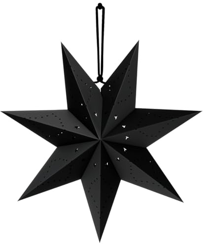 Papiersterne Weihnachts Deko, Faltstern Weihnachten, 7 zackig Papier Stern Dekoration, Schwarz Weihnachtsstern zum Aufhängen, 45 cm Papier Sterne geeignet für Weihnachts Hochzeit Geburtstag Tischdeko