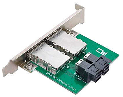 cablecc Dual Ports Mini SAS SFF-8088 zu internem SAS HD SFF-8643 PCBA-Buchsenadapter mit Low-Profile-Halterung