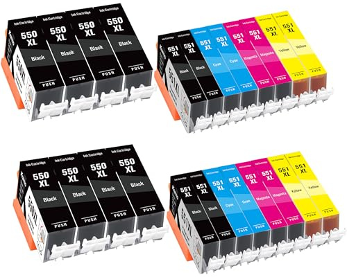 kamo PGI-550XL CLI-551XL (24er-Pack) Multipack Druckerpatronen Kompatibel mit Canon 550 551 XL - für Pixma iP7250, MX925, MG6650, iP8750