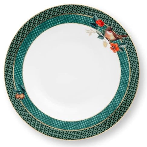 Pip Studio 51001303 Winter Wonderland Teller tief bird green 21,5 cm (1 Stück)