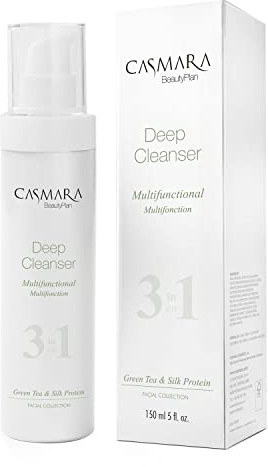 CASMARA - Limpiador Facial Deep Cleanser, Gel Limpiador Facial Desmaquillante, Skin Care, Gel Limpieza de Té Verde 3 en 1, Purifica, Hidrata y Suaviza La Piel con Limpieza Profunda, Gel Piel Normal