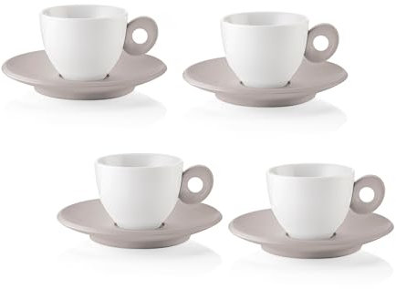Guzzini - EVERYDAY Set 4 Tazzine da Caffè con Piattino - Grigio Tortora - 081701158