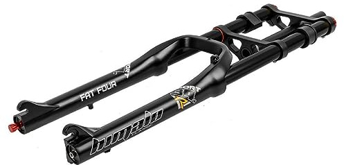 HIMALO 26 Pouces Fourche À Suspension pour Vélo Pneu 4.0 Grosse Fourche Droite Double Épaule Descente Fourche MTB Air Débattement 160mm Rebond Réglable Verrouillage Manuel (Color : Black)
