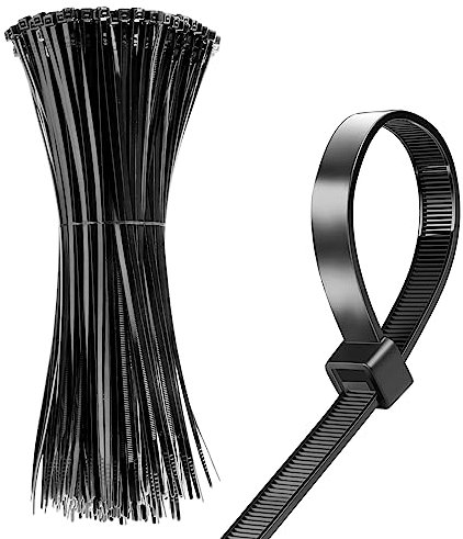Dorocola Kabelbinder Schwarz 500 Stück, 250 mm x 3,6 mm, UV Beständig, Selbstsicherndes Nylon, Temperaturbeständig, Chemische Resistenz
