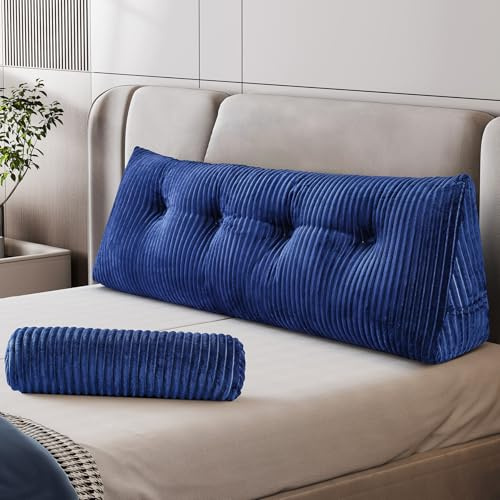 Z-Hom Almohada de cuña Grande, Almohada Triangular Completa, Almohada de Lectura con una Almohada Enrollable para Cama, Sentarse y Dormir, cojín de Respaldo para Espalda, Color Azul