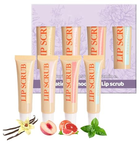 Exfoliante de labios, kit de exfoliación de labios | Exfoliante labial exfoliante labial,Juego de exfoliantes labiales 4X, productos exfoliantes para el cuidado de los labios, humectante labial para h