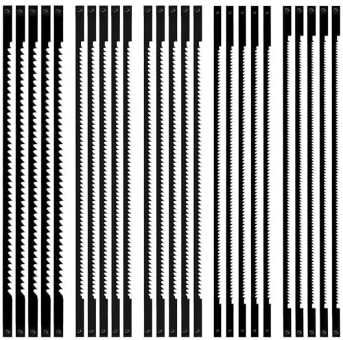 Ensemble de 25 Lames de Scie à Chantourner à 10/15/18/20/24 Dents 127 mm Lames de Scie à Chantourner pour Scier le Bois le Plastique la Mousse les Métaux Tendres