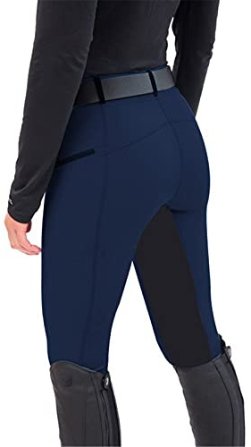 Pantalon d'équitation d'hiver en Polaire pour Femme - Pantalon d'équitation Complet - Pantalon d'équitation d'hiver doublé en Polaire pour Femme - Poches - Collants en Silicone