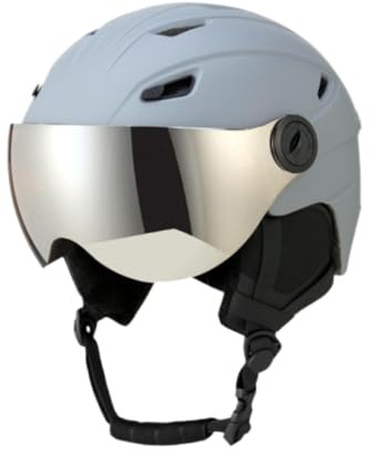 F Fityle Casco da con Visiera Integrata vestibilità Regolabile Casco da Traspirante Resistenza agli Urti Casco per Sport sulla Neve Casco da Snowboard, Grigio, M