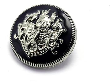 5 PCS Fashion Metal Gold Engraving Copper Button DIY for Handmade Clothing Accessories Coat Shank Buttons (Black Silver, 10mm)
