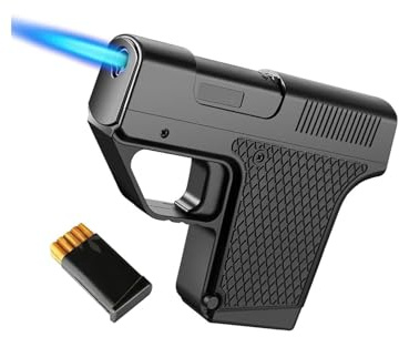 bcdef Encendedor de butano con Estuche for Cigarrillos, Recargable, con Capacidad for 10 Cigarrillos, a Prueba de Viento, Regalo for Hombres (butano no Incluido)(Black)