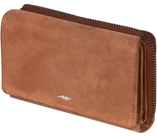 Marc Peter® Damen Geldbeutel Leder RFID Geldbörse Sarah, Groß Portemonnaie für Damen Ledergeldbörse mit Reißverschluss in Geschenkbox Echtleder Braun