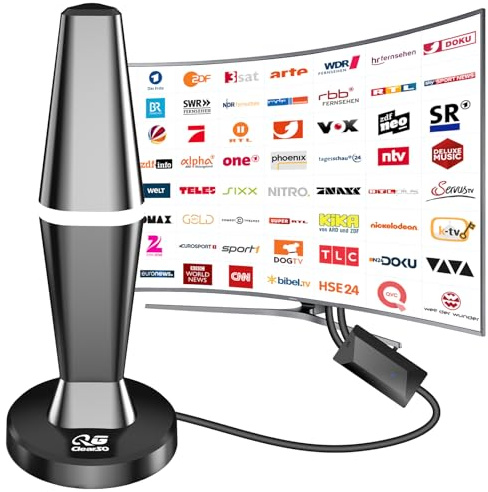 TV-inomhusantenn, digital antenn för DVB-T2, HDTV-mottagning, förstärkt TV-antenn för inomhusbruk