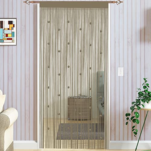 Taiyuhomes Bead String Curtains Door Fly Screen Decorations Room Divider Single Door Curtain Beads (90x245cm) Ecru