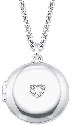 s.Oliver Kette mit Anhänger 925 Sterling Silber Damen Halsschmuck, mit Zirkonia synth., 42+3 cm, Silber, Herz, Kommt in Schmuck Geschenk Box, 2026087