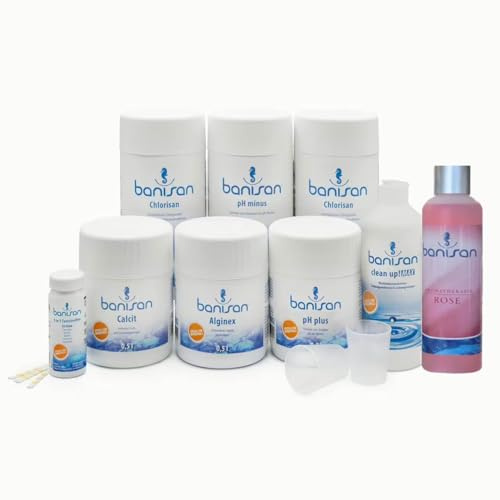 Banisan 11 teiliges Wasserpflege-Set - Wasserpflege Set für Whirlpool (Badezusatz:Rose)