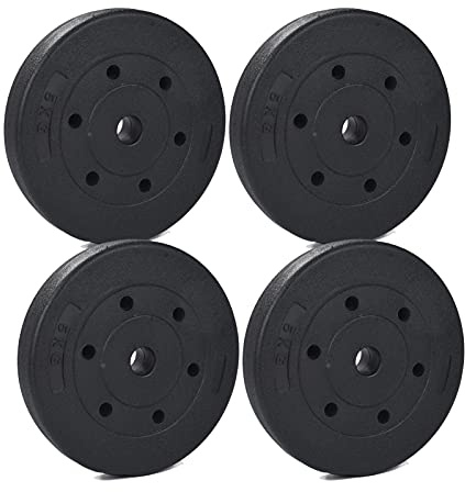 Youyijia 4x 5kg Weight Plates Standard Weight Lifting Training Disc Barbell Strength Training Set for Bodybuilding Increase Muscle 25.5 x 5 cm