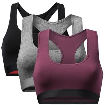 DANISH ENDURANCE Damen Cotton Bralette BH, Weiche Bio-Baumwolle, 1er und 3er Pack, BHS ohne Bügel, bequem, angenhmer Halt (Mehrfarbig (1x Dunkelgrau, 1x Schwarz, 1x Weinrot), Small)