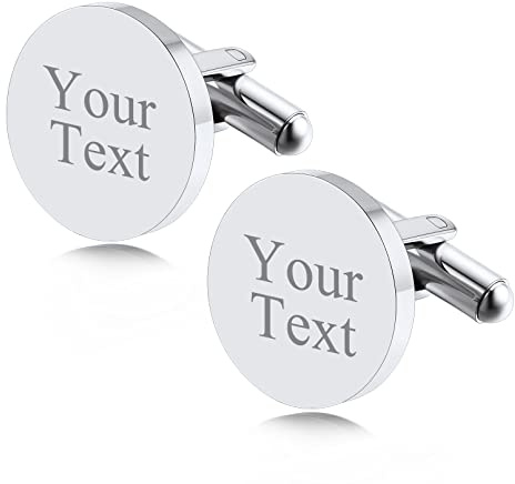 Custom4U Gemelli per Uomo Personalizzati con Foto Lettere Gemelli per Matrimonio con Incisione Traforata Tridimensionale Lettere Ondulate per Uomo Sposo Ragazzi Regalo di Laurea