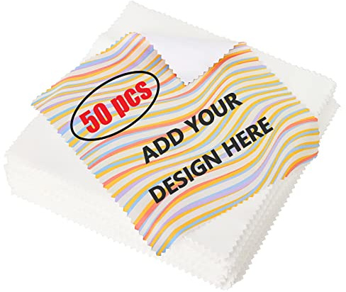 Muka 50 pezzi Panno per la pulizia in microfibra personalizzato 6 x 6(15 x 15 cm) Panno in microfibra stampato a colori per occhiali Lenti per fotocamere Cellulari