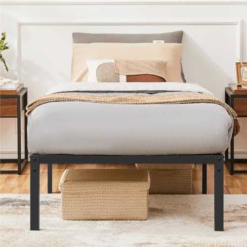 Yaheetech Rete Letto Singolo 41,5 cm in Metallo 90 cm × 190 cm senza Testiera Spazio Aggiuntivo per Camera da Letto