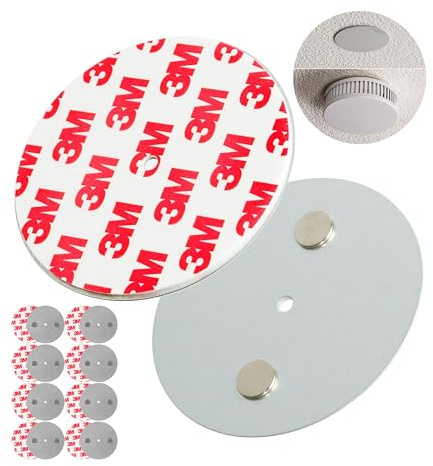 Soporte Magnético para Alarma de Humo, 9 piezas, Diámetro Ø 70 mm, para pegar o atornillar, adhesivo para las alarmas de incendios y humo, soporte detectore incendio humo, soporte almohadilla adhesiva