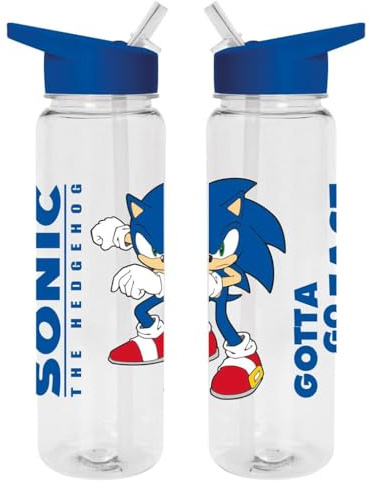 Pyramid International Sonic the Hedgehog 700ml Water Bottle – “Gotta Go Fast” Design | Official Kids Water Bottle for Boys & Girls | Durable Plastic, Ideal for School & Sports