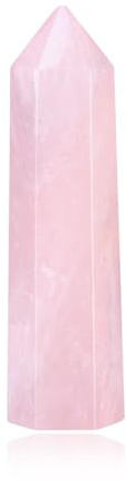 XIANNVXI Quartz Rose 10cm 4 Colonne de Cristal Hexagonale Baguette en Cristal de Guérison Pointe de Cristal Polie pour Reiki, Chakra, Méditation et Décoration, Cadeau