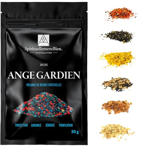 Encens Anges Gardien résine Sacré & Authentique en Grain 50gr pour Fumigation Brule Parfum ou Encensoir Protection, Guidance, Sérénité, Purification - Alternative Encens Baton-Cone