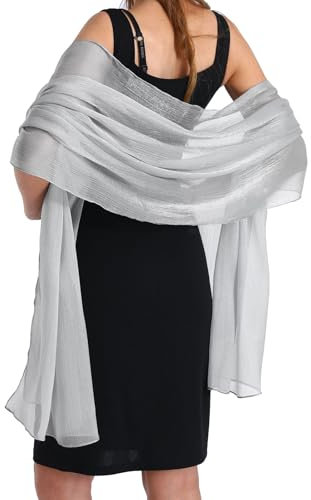 Stola für Abendkleid,Schals & Tücher für Damen,Chiffon Schal,Tuch Damen Sommer Leicht,Kann verwendet werden als Ärmel für Abendkleider Brautkleider Sommer Hochzeit (Silbergrau)