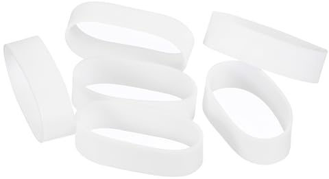 QUARKZMAN 50 st elastiska silikongummiband, 17 x 6 mm silikonband buntband slitstarka halkfria elastiska kabelklämmor för lindning av ihåliga påsar, vit
