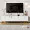 I0I&I0I TV-Möbel Lowboard,Strukturierte Türen, Schubladen, Goldene Griffe und Beine, Verstellbare Füße, 170cm, Für Fernseher bis 79 Zoll, Viel Stauraum (Weiß)