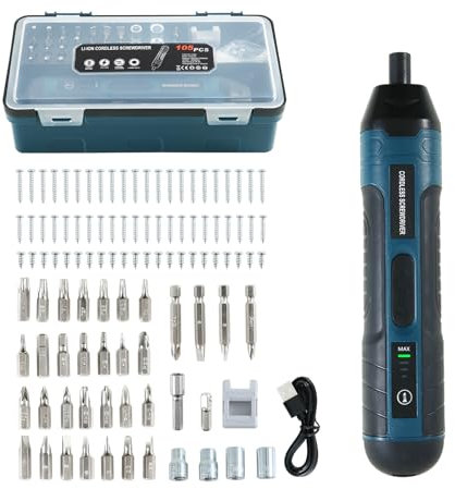 Electric Cordless Screwdriver 105 in 1, 3.6V Rechargeable Mini Electric Cordless Screwdriver with 4-Gear Torque and LED Light, 5N.m Max Torque, Ideal for Daily and Light Industrial Use
