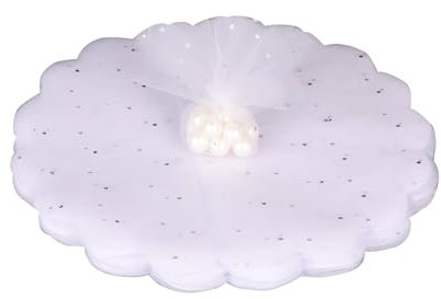 DHWEKU 60 bolsas organza bolsitas para regalos velos redondos en forma de flor de 24 cm de diámetro,bolsitas de tela pequeñas de organza para bautizos,bodas,comuniones, ceremonias,regalo boda