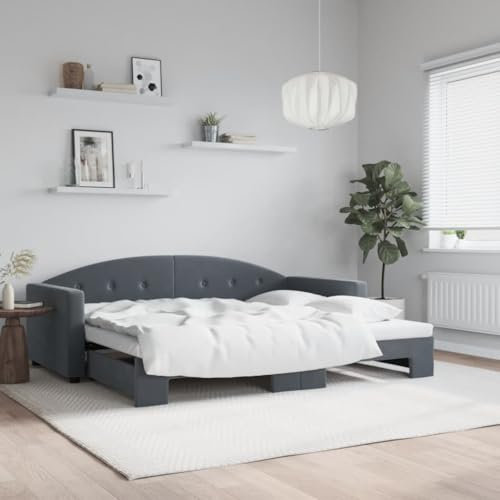 Homgoday Sofá Cama,Sofá Cama Nido Terciopelo Gris Oscuro 90x200 cm Sofás de salón Cama Convertible en Cama