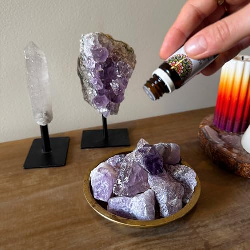 LAVISA Difusor de aroma de piedras preciosas para aromaterapia, aceite esencial con cristales naturales (Ametyhst, Palo Santo)