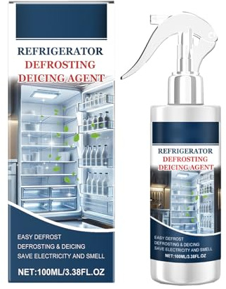 Mnozreo avfrostningsspray för frys, frysspray för kylskåp, snösmältnings- och avisningsmedel för kylare, avfrostning och avisningsmedel, 100 ml