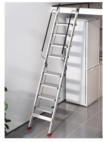 Scala a gradini extra alta in alluminio per un facile accesso al soppalco e al letto a castello, compatta e portatile per tetto, garage e cantina