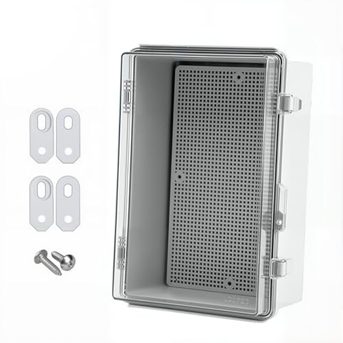 Anschlussdose Schaltschrank Wasserdicht IP66 mit Edelstahlverschluss, 280x190x130mm Transparente Verteilerkasten Außen Wasserdichte Kabelbox für Garten und Industrie, External Wall Mounted