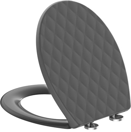 SREWOHS PRO WC Sitz O-Form Universal aus PP, Absenkautomatik, Rauten Grau