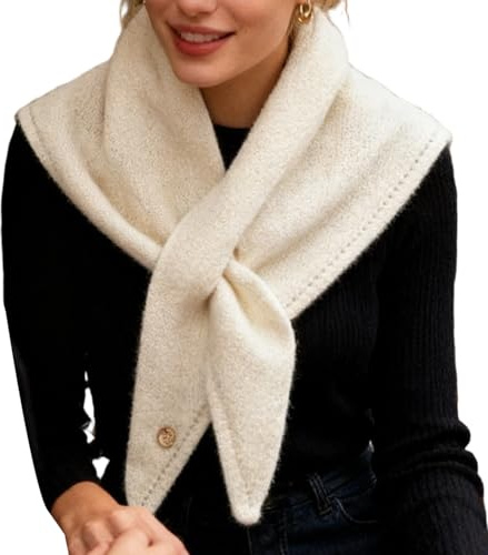 Scarf för kvinnor – trekantig ullhalsduk för mode, damhalsduk pannband | för, höst, dagligen, ledig, fest, utomhus, trädgård, vandring, promenader, hår, handväska, Vit, Siehe Beschreibung