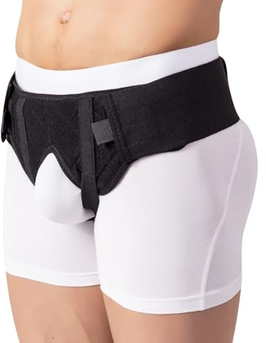 BeFit24 Ceinture Hernie Inguinale pour Homme avec 2 Inserts Silicone Médical Ajustables Gauche Droite Bilatérale Soutien Compressif Prévention Soulagement Confort Discret